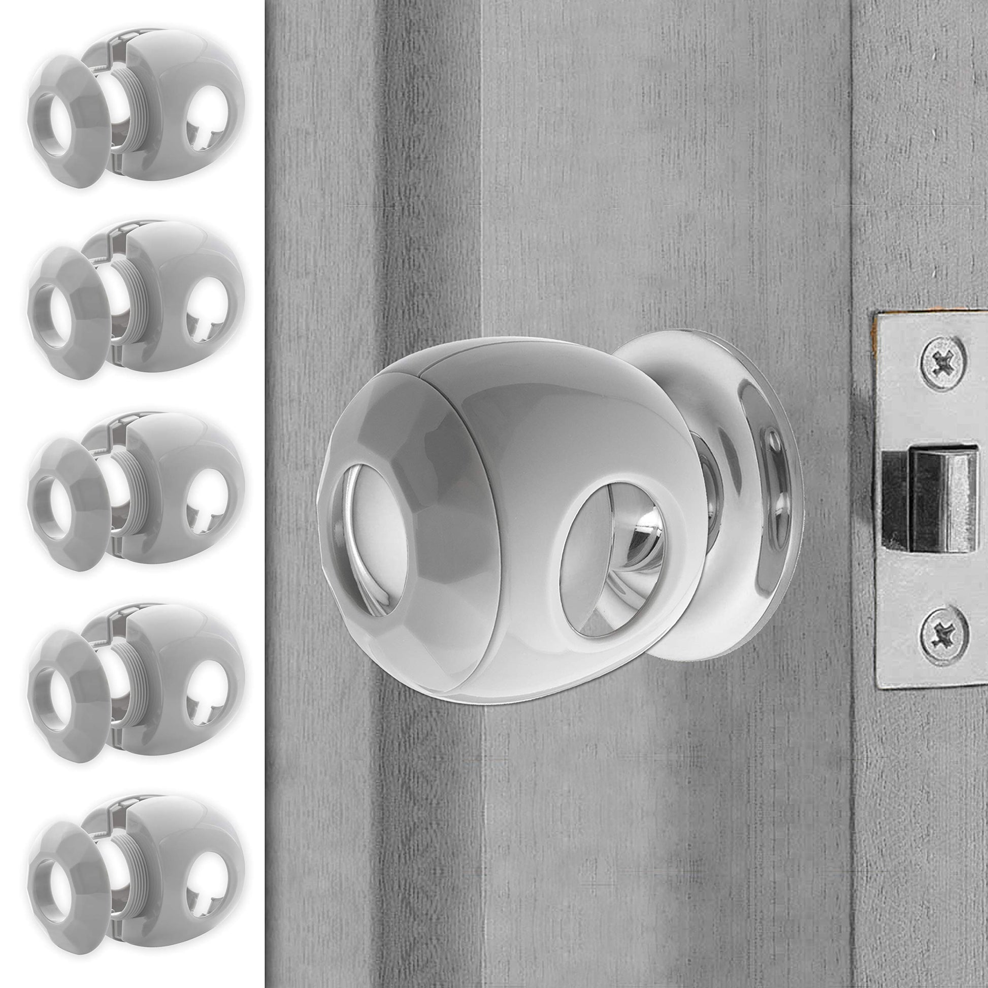 New & Improved - Door Knob Baby Safety Cover - 5 Pack - Deter Little Kids From Opening Doors With A Child Proof Door Handle Lock