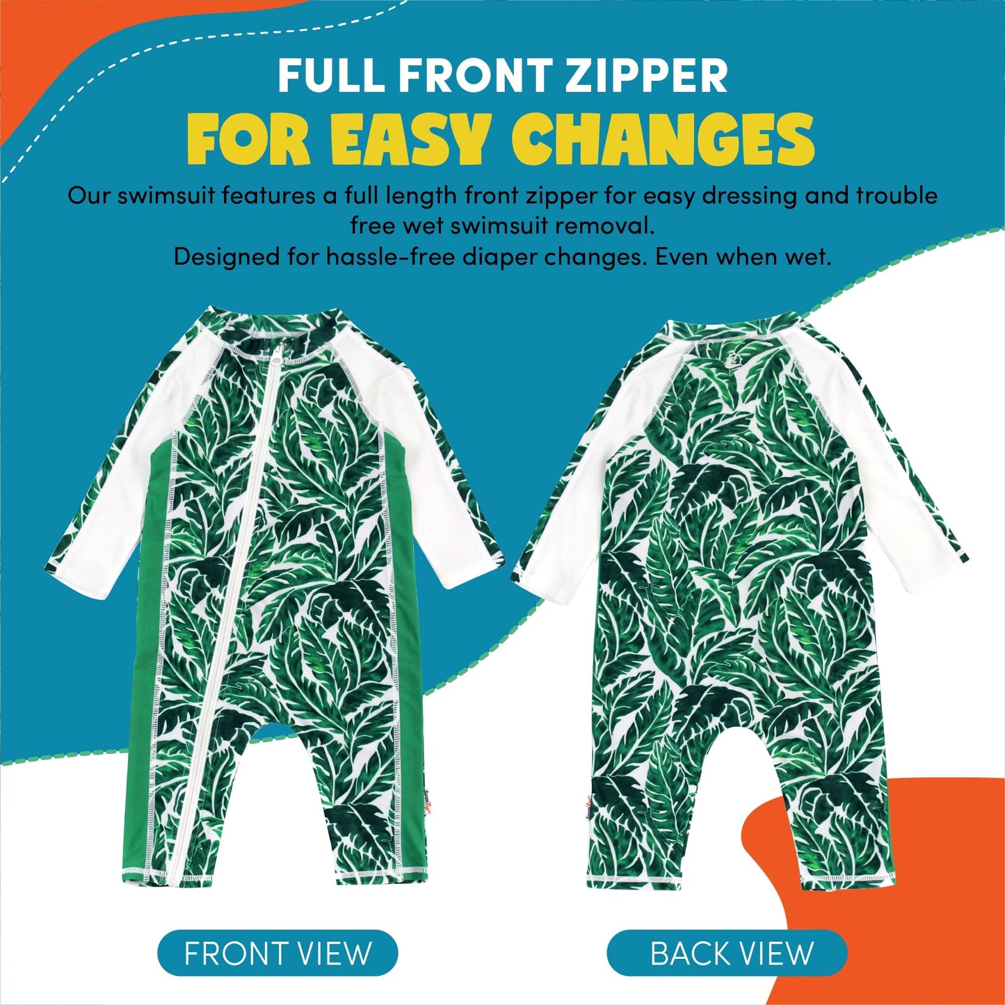 Swimzip Boys' Long-Sleeve Upf 50+ Swimsuit For Baby, Toddler, & Little Boys Green