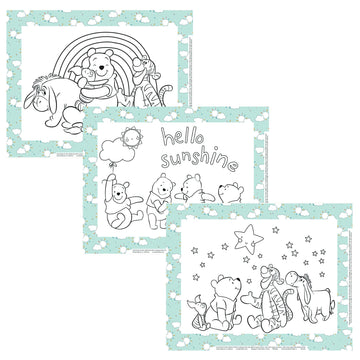 Disney Baby by J.L. Childress ColorMe Disposable Placemats, 24 Pack - Stick on Disposable Placemats for Baby, Toddlers, & Kids, 