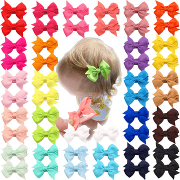 C  Llot Baby Hair Clips 50Pcs Tiny 2' Baby Hair Bows Fully Covered Barrettes Clips For Baby Girls Infants And Toddlers,25 Color