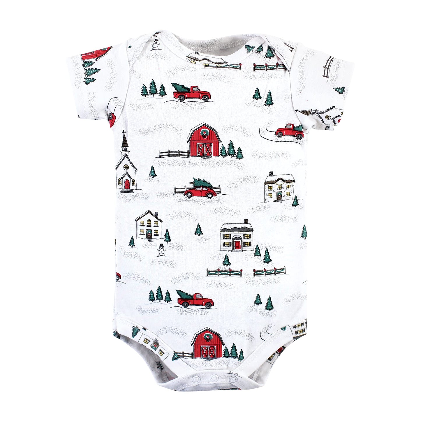 Hudson Baby Baby Girls Hudson Unisex Cotton Layette Set, Christmas Scene, 9-12 Months And Toddler T Shirt Set, Christmas Scene,