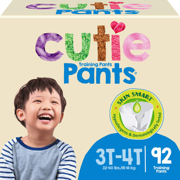 Cuties Boys 3T/4T Refastenable Potty Training Pants, Hypoallergenic With Skin Smart, 92 Count White