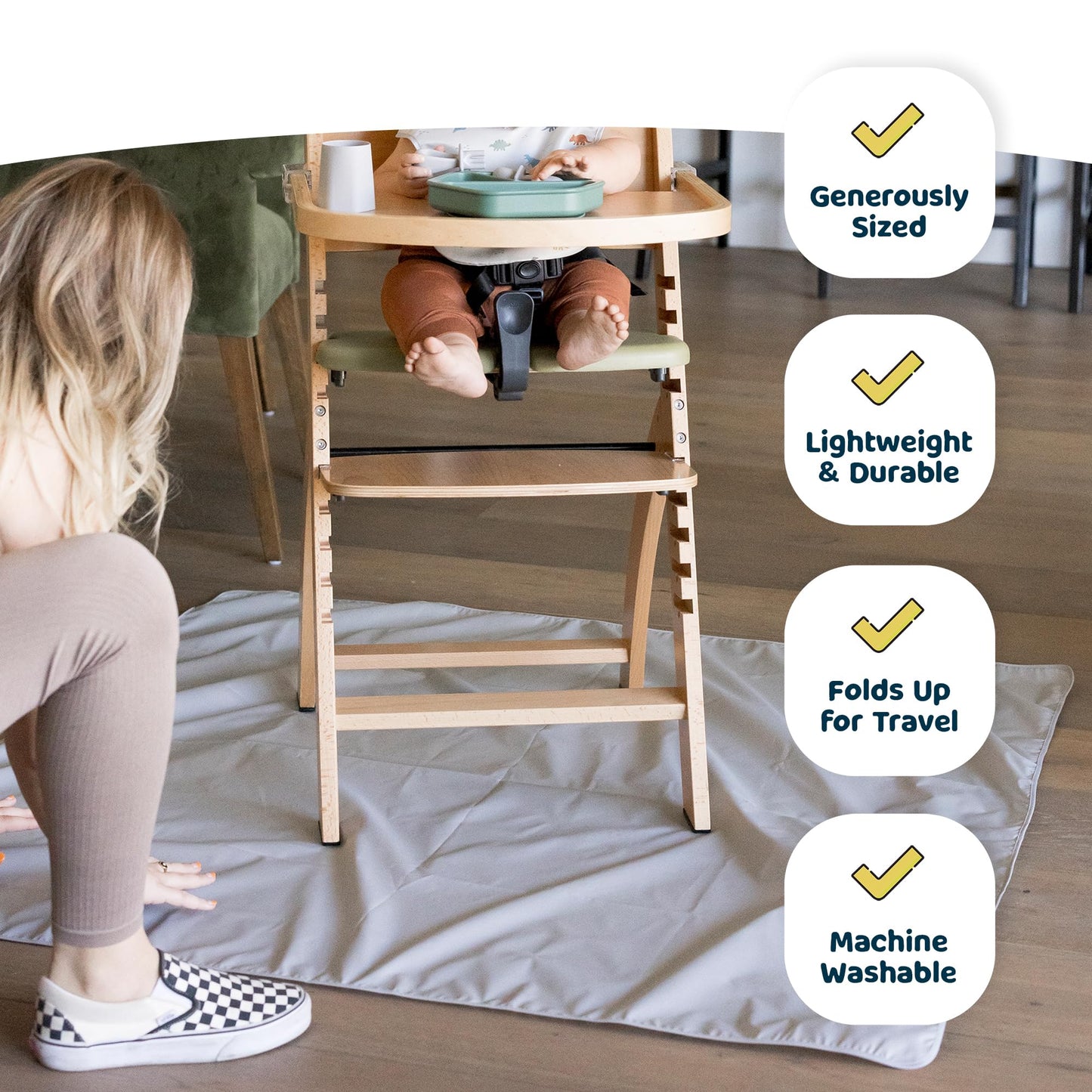 Tiny Twinkle Mess-Proof Splat Mats For Under High Chairs Or Table Cover Art Projects For Baby And Toddler - Waterproof, Washable