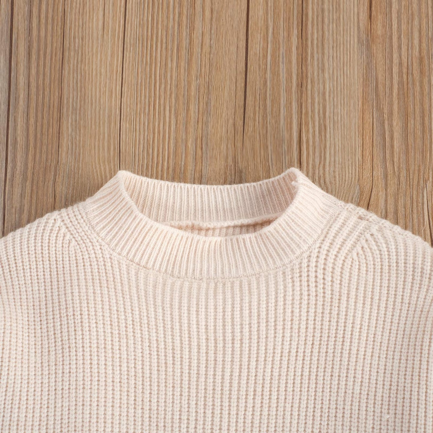 Toddler Baby Boy Girl Fall Winter Knit Sweater Long Sleeve Solid Color Pullover Top Warm Sweatsuit (A-Beige, 0-6 Months)