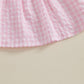 Toddler Baby Girl Valentines Day Outfit Ruffle Smocked Heart Embroidery Dress Plaid Playwear Summer Outfit 6M-4T (Pink, 12-18 Mo