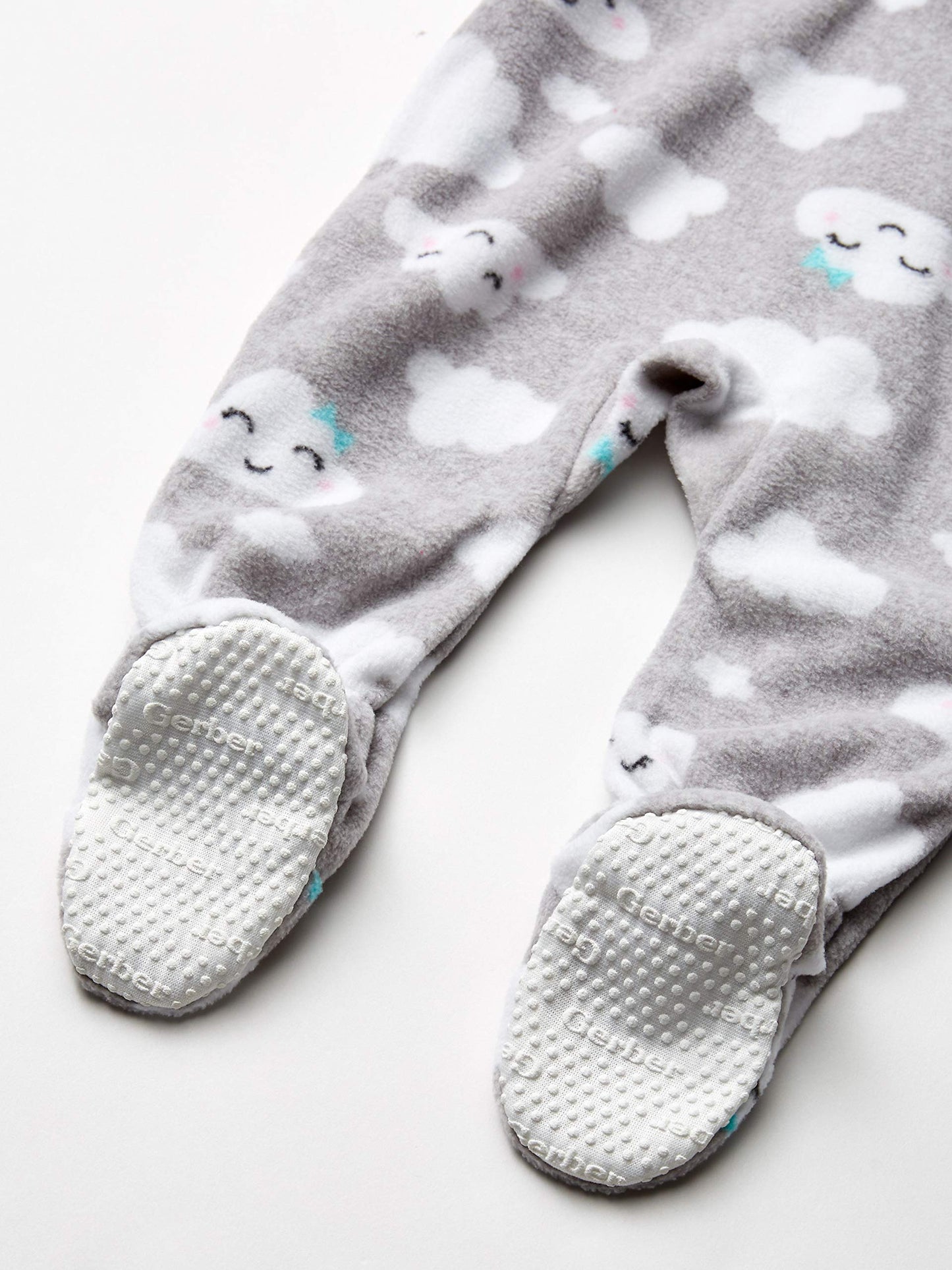 Gerber Toddler Baby Girls Flame Resistant Fleece Footed Pajamas 2-Pack, Blue/Pink Clouds, 5T