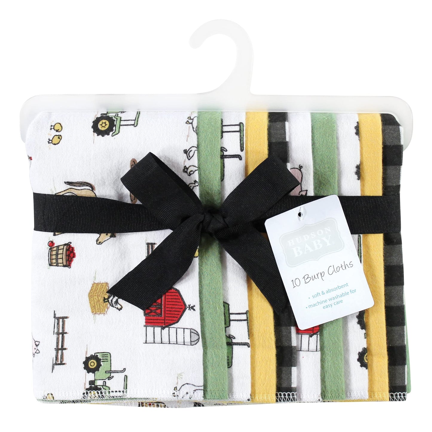 Hudson Baby Unisex Baby Cotton Flannel Burp Cloths, Boy Farm, One Size