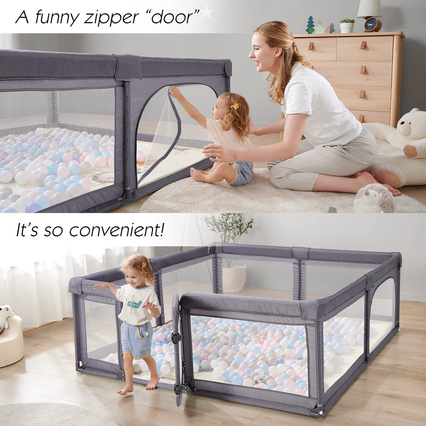 Baby Playpen,Extra Large Playpen for Babies and Toddlers, Sturdy Play Pen Play Yard with Safety Gate,79   x59   Baby Play Pen(De
