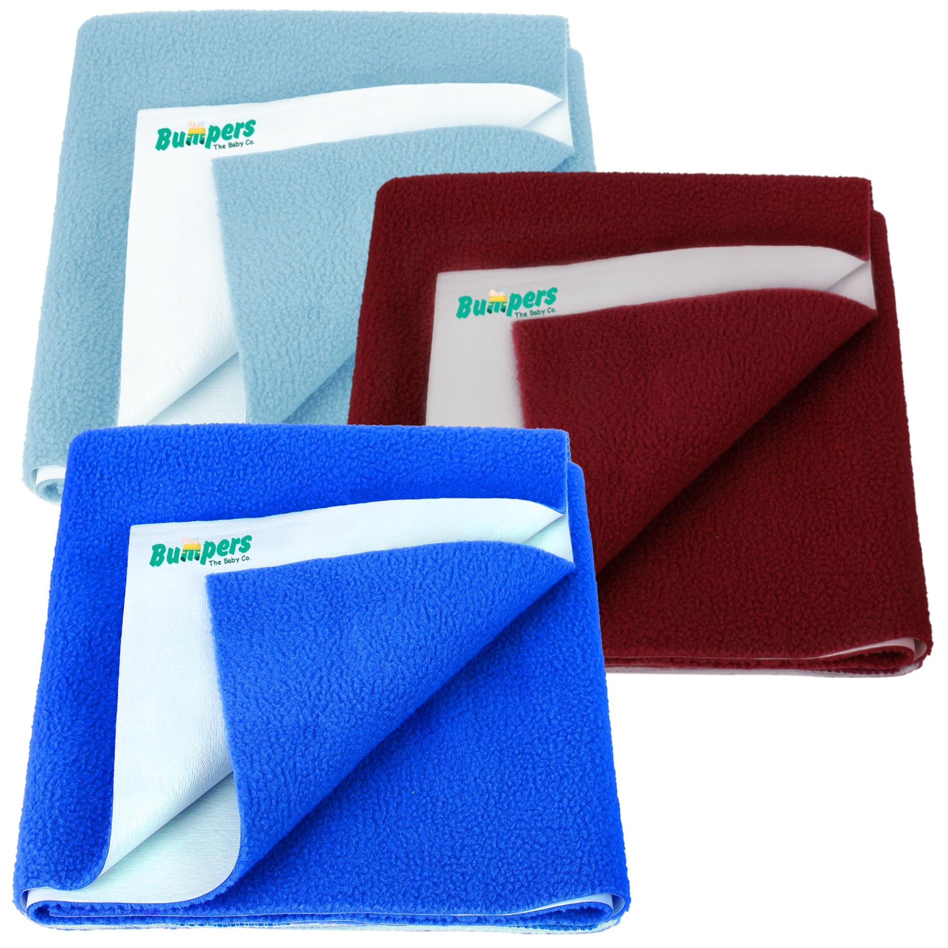 Bumpers AntiPiling Quick Dry & Absorbent Sheet Polycotton Baby Bed Protecting Waterproof Mat (Royal Blue, Maroon, Light Blue, S