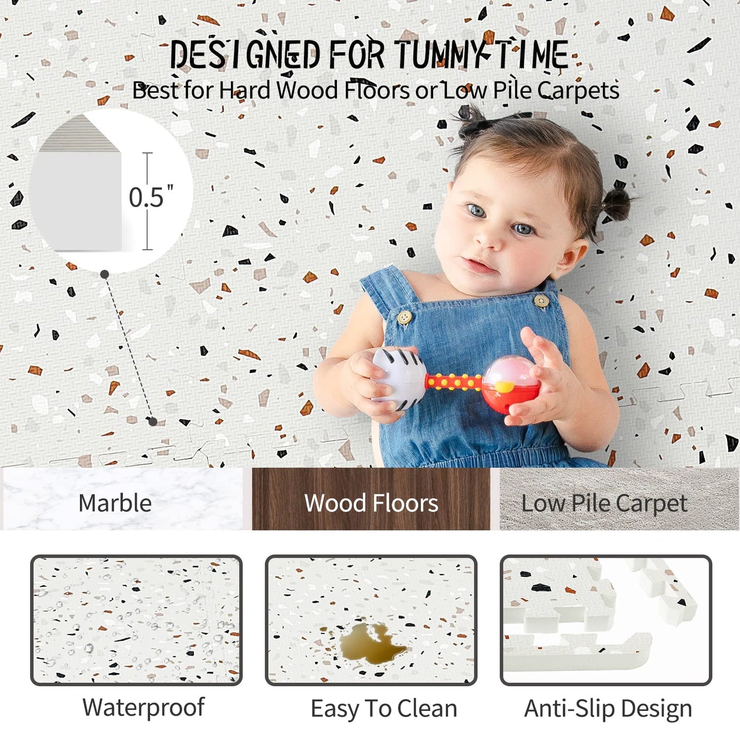 Yay Mats Stylish Extra Large Baby Play Mat. Soft, Thick, Non-Toxic Foam Covers 6 Ft X 4 Ft. Expandable Tiles With Edges Infants