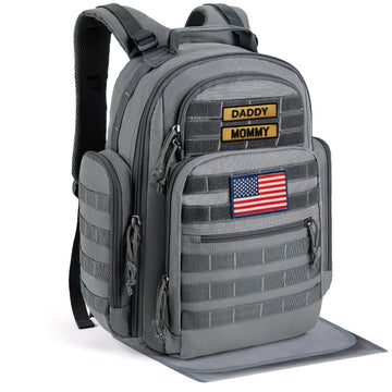 Sharkmouth Diaper Bag With Changing Pad - Large Military Baby Diaper Backpack For Hiking Travel Camping - Army Style For Men Act
