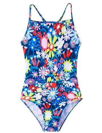 Swimsuit For Girls 3T 4T Wild Floral Pattern Toddler Bathing Suit One Piece Swimwear With Upf 50+ Sun Protection