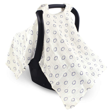 Hudson Baby Unisex Baby Muslin Cotton Car Seat And Stroller Canopy, Football, One Size