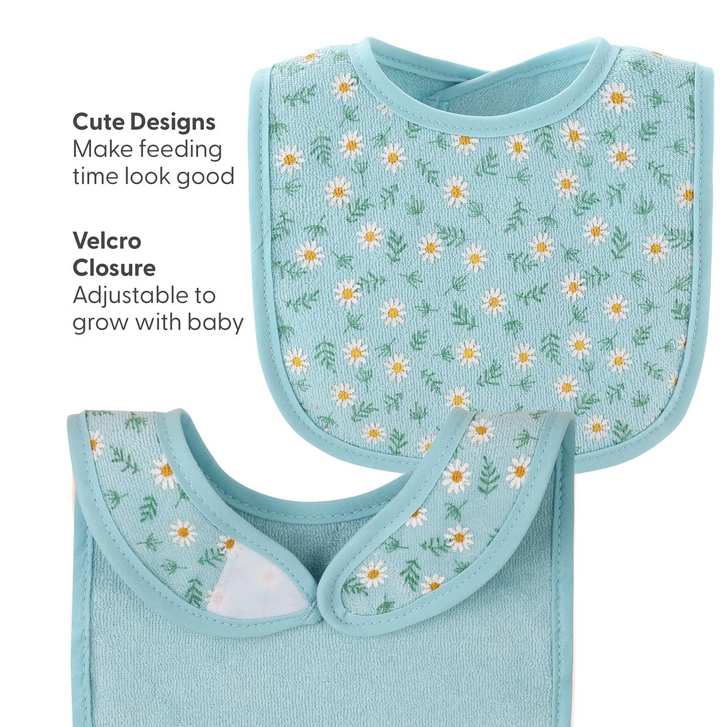 The Peanutshell Baby Girl Terry Bib Set Of 10-100% Cotton, Soft, Absorbent Baby Bibs For Girls, Toddler Baby Girl Bibs Set, Newb