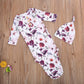 Infant Newborn Baby Girls Floral Sleep Gown Headband Sleepwear Romper Sleeping Bags Outfits (Floral&Purple, 0-3 Months)
