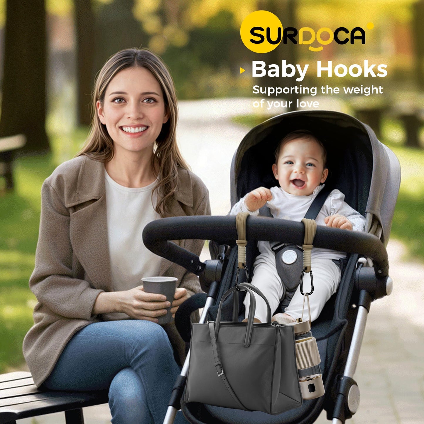 Surdoca Baby Stroller Hooks, Stroller Clips And Hooks For Diaper Bag, Mommy Bag Hook For Stroller Heavy Duty, Universal Stroller
