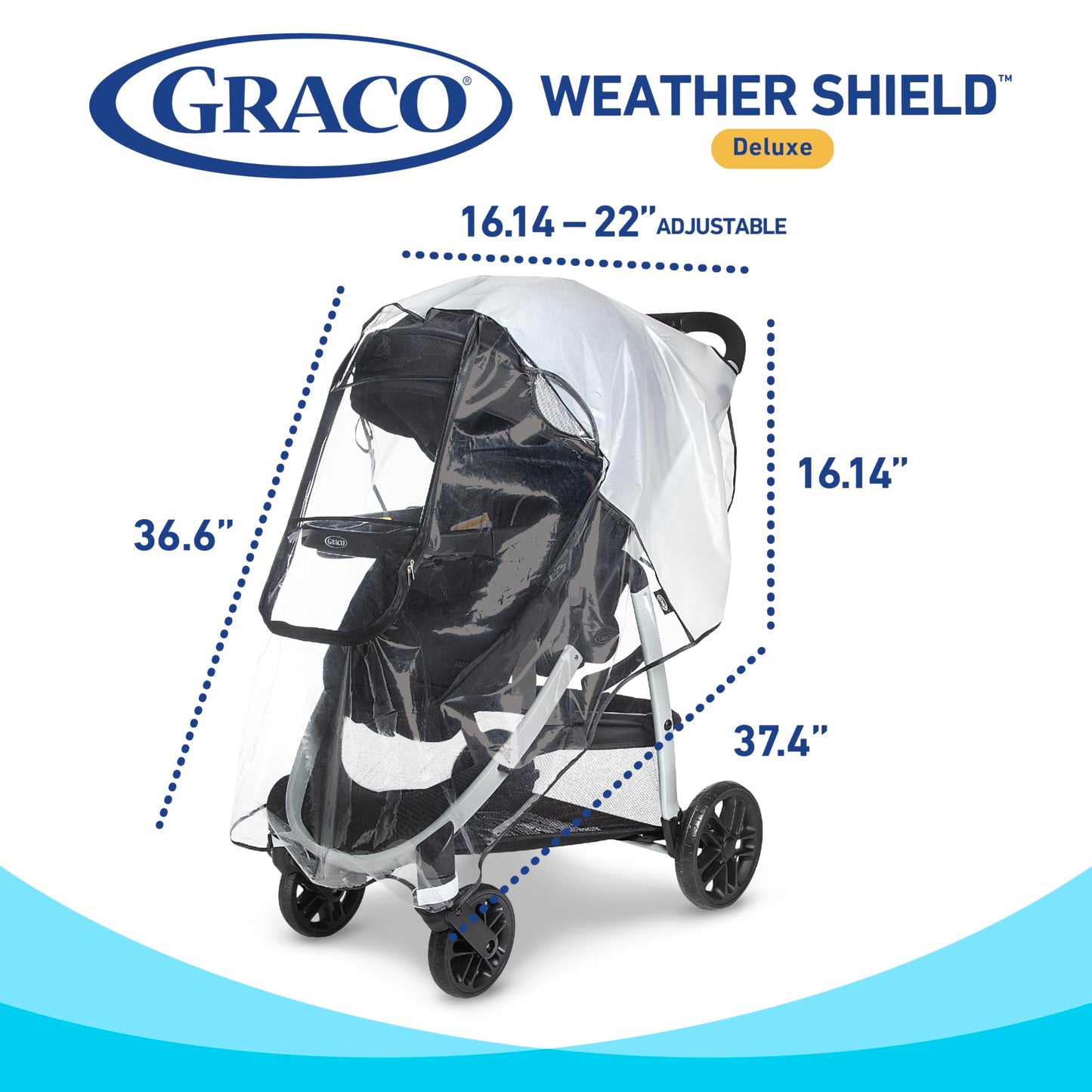 Graco Univeral Deluxe Weather Shield With Zippered Window, Baby Rain Cover, Universal Size To Fit Most Stollers, Waterproof, Win
