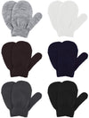 Boao 6 Pairs Toddler Mittens Kids Winter Knit Gloves Stretch Mittens for kids Toddler Boys Girls(Black, White, Gray, Dark Gray, 