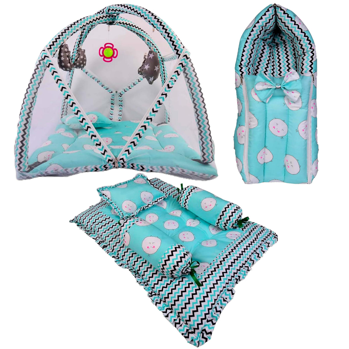 Kwitchy Bedding Set New Born Baby Bed | Mosquito Net | Mattress | Play Gym | Gadda Set | Carry | Essential Combo | Gift Packs | 
