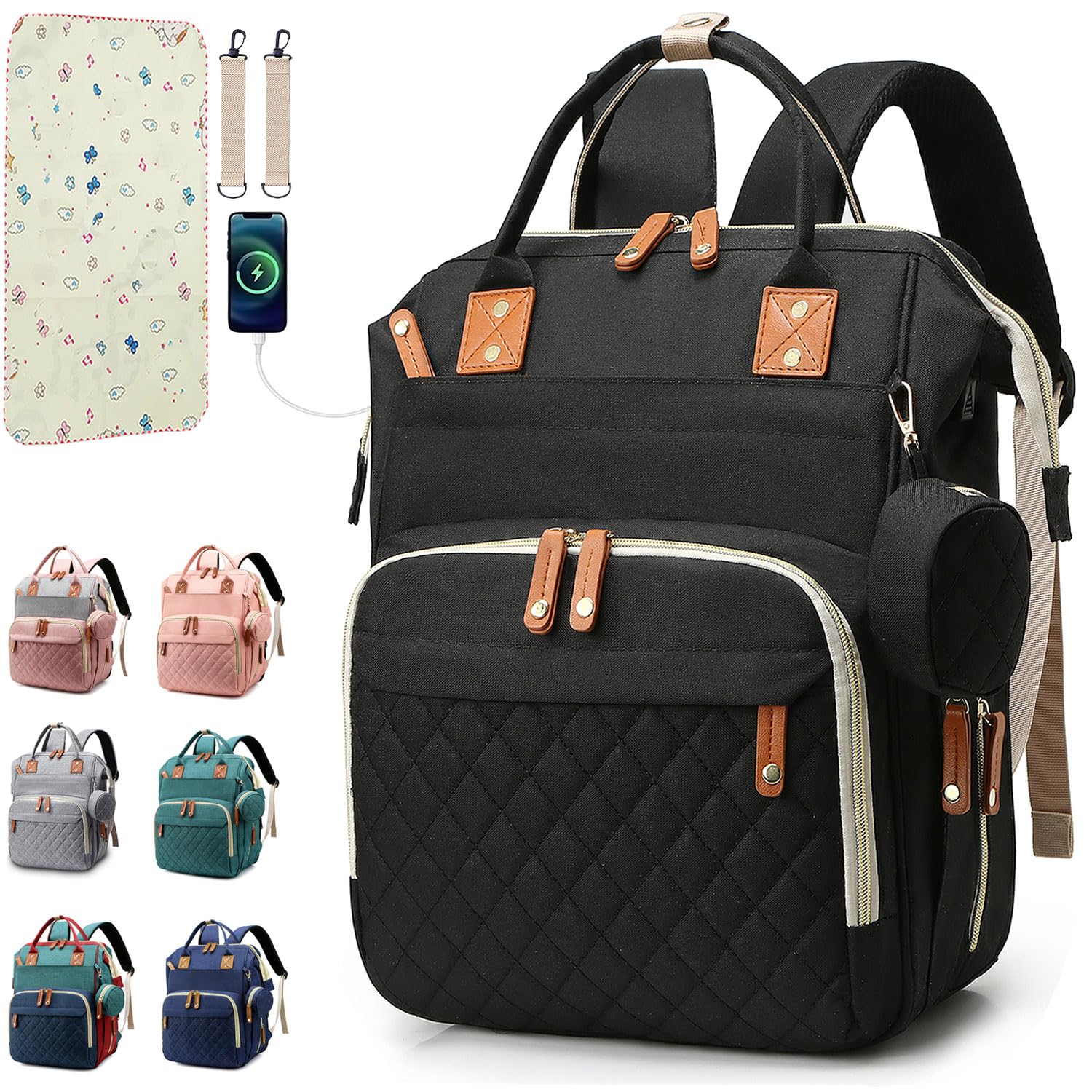 Shitieshou Diaper Bag Backpack Baby Bag, Baby Girl Boy Diaper Bag For Dad Mom With Pad, 16 Pockets, Pacifier Case, Large Diaper