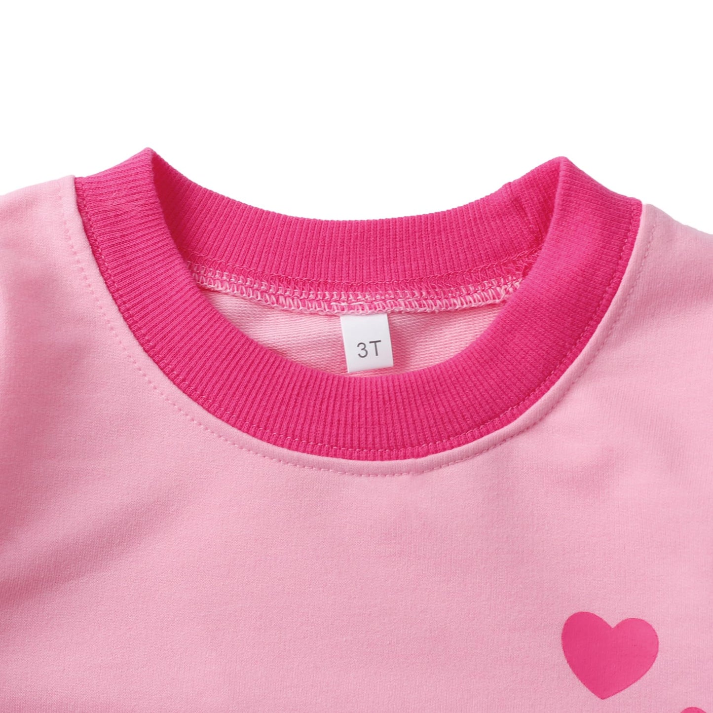 Retsugo Baby Girls Hearts Sweatsuit Fall Winter Clothes Set Long Sleeve Heart Sweatshirt Top And Pants Set Toddler Girl Valentin