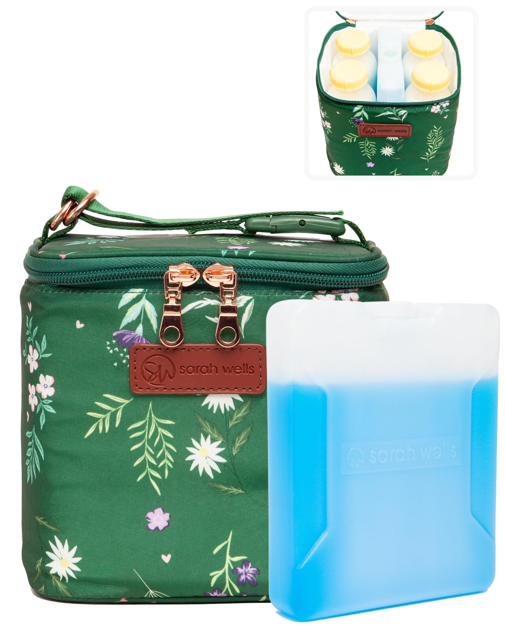 Sarah Wells Cold Gold Breastmilk Cooler Bag with Safety Tested Ice Pack - Insulated Milk Storage for Work, Travel & Daycare - Fi