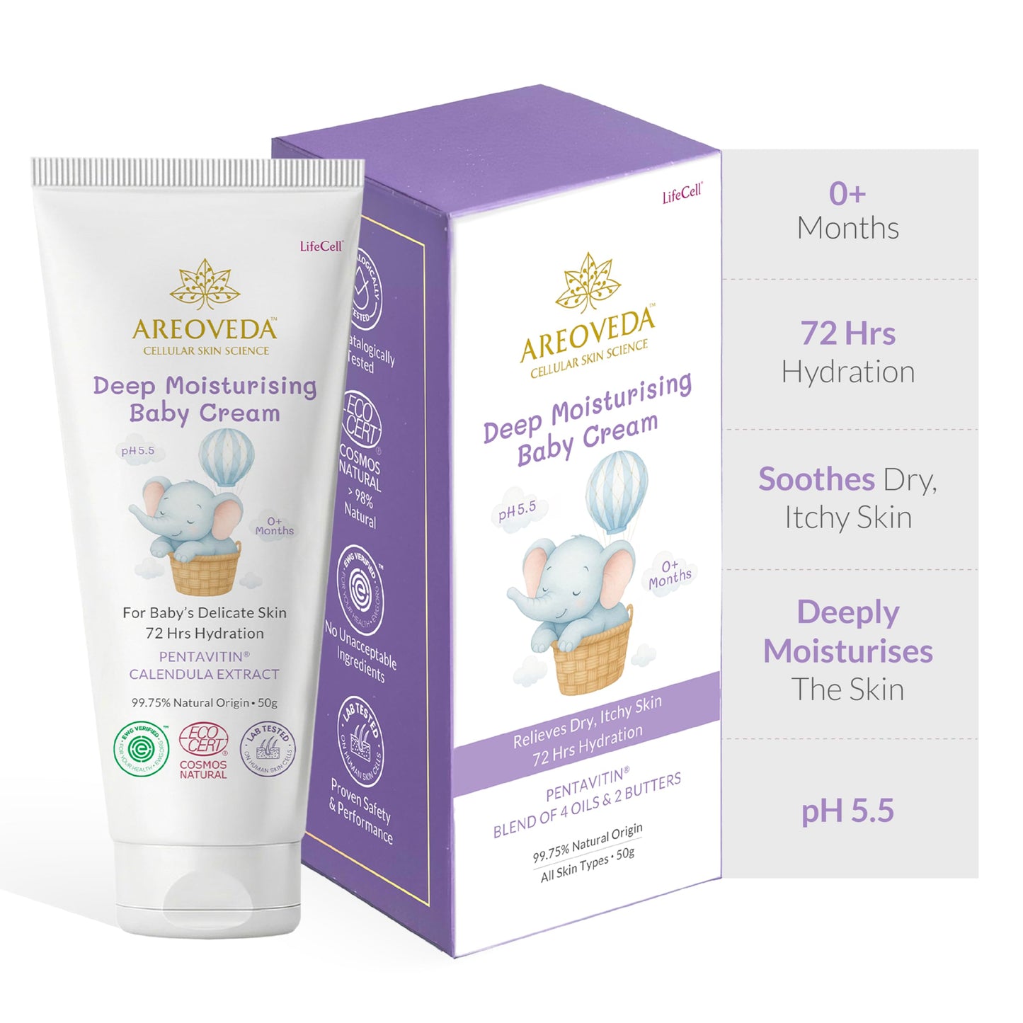 Areoveda Deep Moisturising Baby Cream (50Gm) | 72Hrs Hydration | Suitable For BabyS Dry Skin | With Shea Butter & Saffron Extra