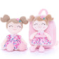 Gloveleya Toddler Backpack Baby Girl Gift Plush Bag Diaper Bag Plush Printed Sakura Backpack 9 Inches