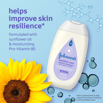 Johnson'S Sensitive Care Baby Body Wash & Shampoo, Daily Moisturizing 2-In-1 Baby Wash & Shampoo To Gently Cleanse Dry, Sensitiv