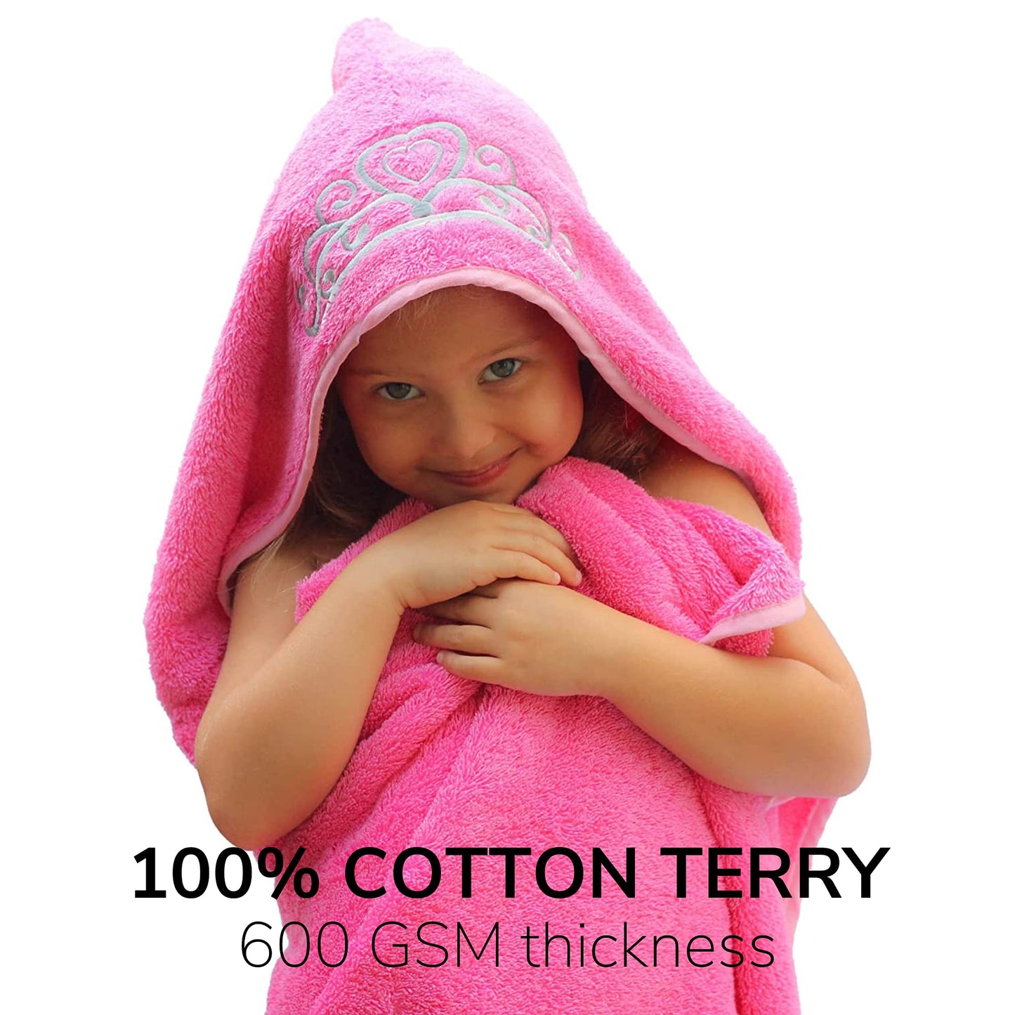 Ultra-Homes Princess Baby Bath Towel [Pink] Hooded Toddler Towels For Girls Up To 10 Years - Oversized Baby Towel With Super Abs