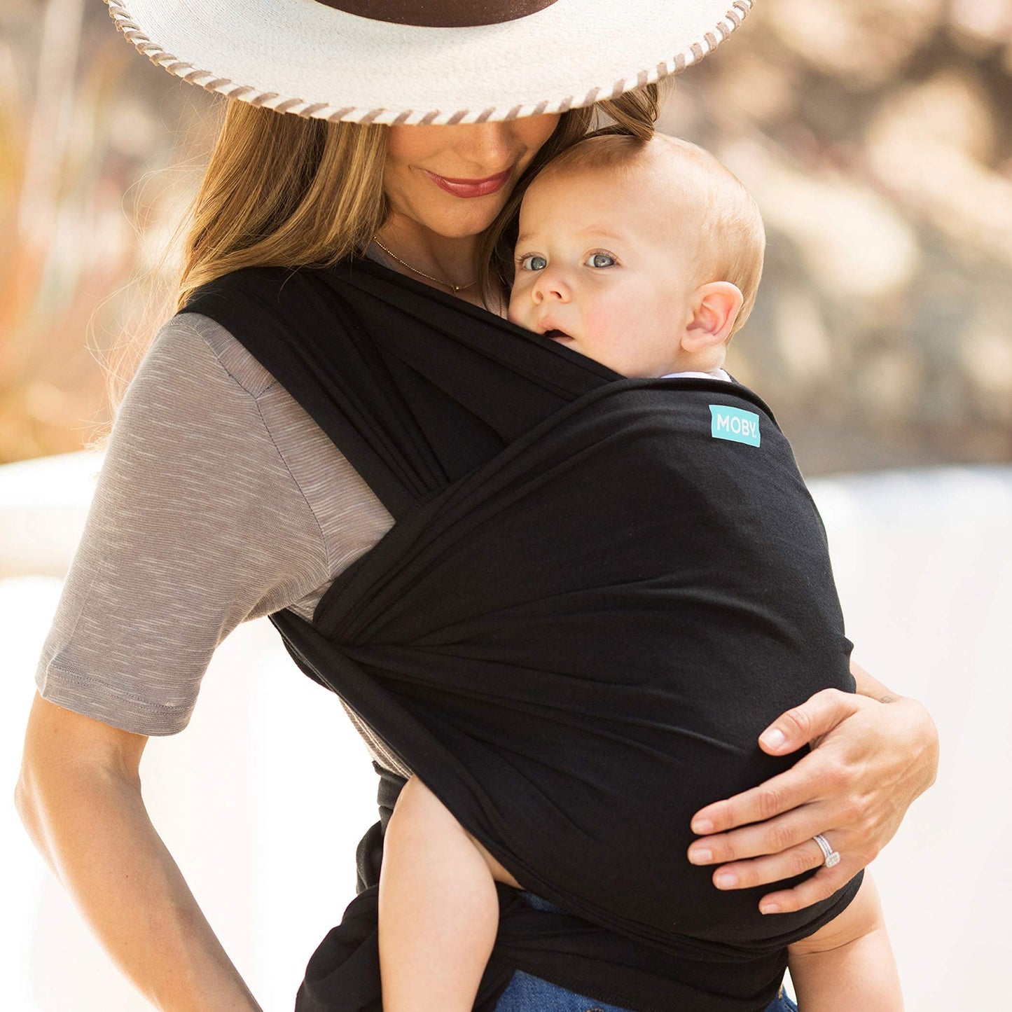 Moby Baby Wrap Carrier Evolution for Newborns to Toddlers (8-33lbs), Infant Sling Carrier, Lightweight & Hands Free Design, Adju