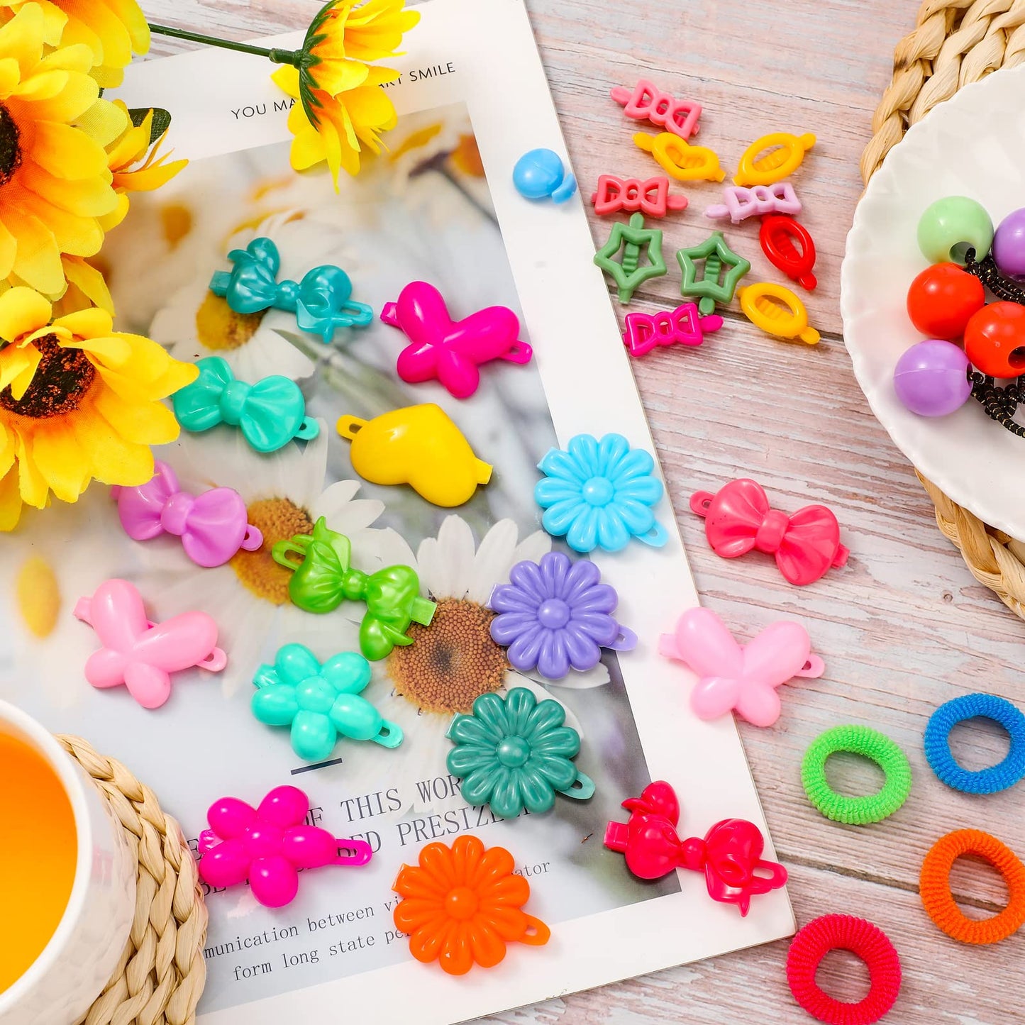 1184 Pcs Hair Accessories For Girls Self Hinge Girls Hair Barrettes Baby Hair Ties Elastic Hair Bands Assorted Elastic Ponytail