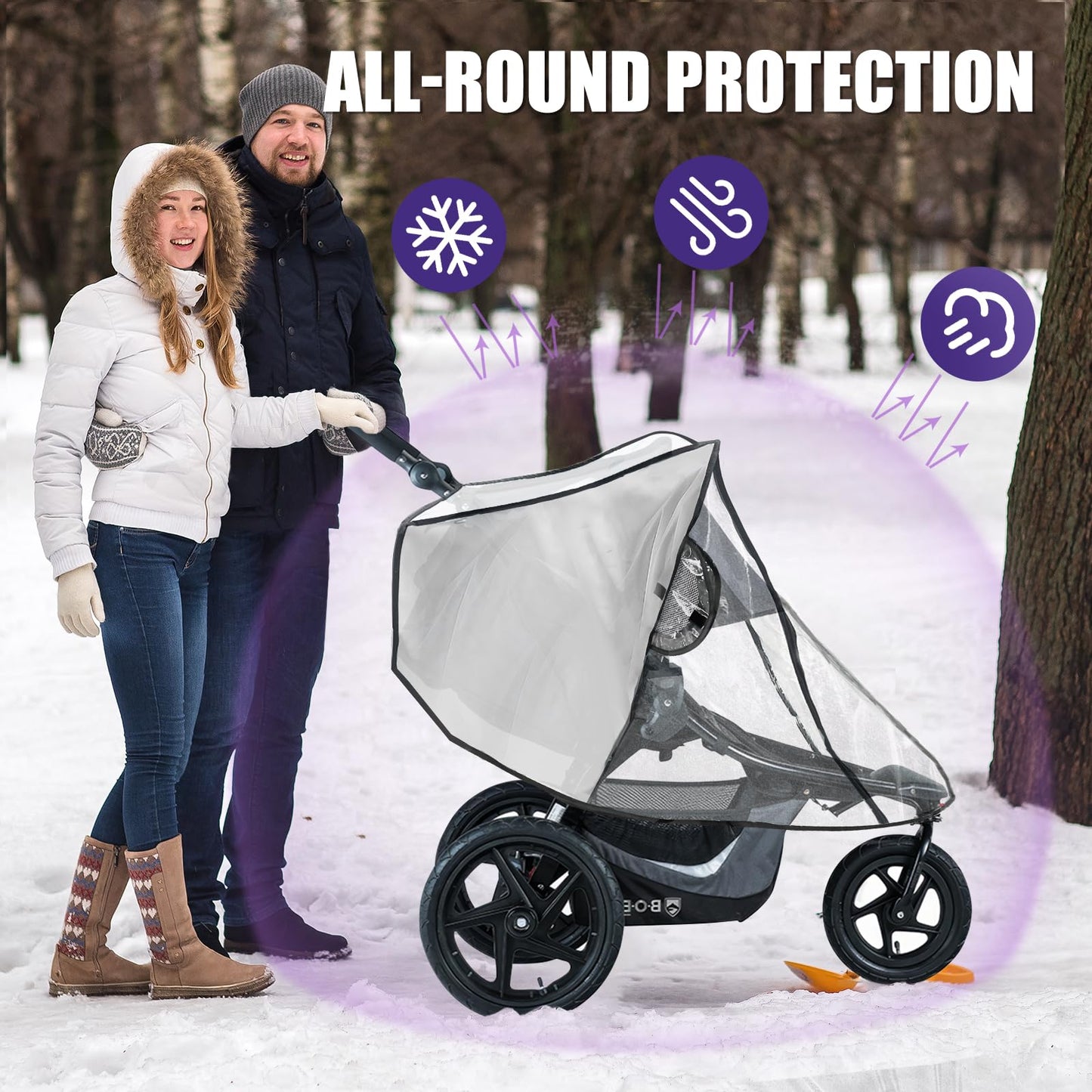 Stroller Rain Cover Compatible With Bob Gear Duallie Strollers, Weatherproof, Protect From Sun Dust Snow