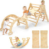 Cozibb Pikler Triangle Set, 5 In 1 Large Wooden Montessori Climbing Toys (Natural, Medium: 2-5 Years)