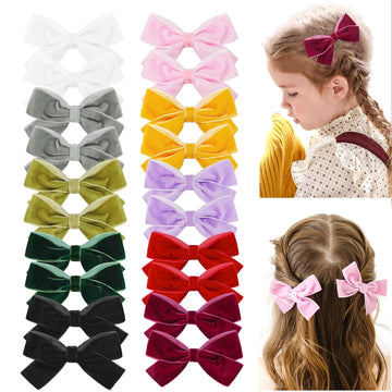 Velvet Bows for Toddler Girls Velvet Hair Clips for Baby Girls Christmas Hair Accessories for Toddler Kid Little Girl 20pcs