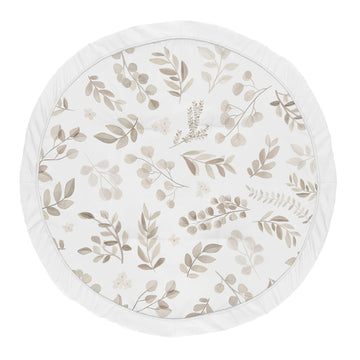 Sweet Jojo Designs Leaf Boy Or Girl Baby Playmat Tummy Time Infant Play Mat - Gender Neutral Floral Ivory Beige Taupe And White