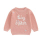 Amnnchya Toddler Infant Baby Girl Knit Sweater Big Sister Little Sister Matching Outfits Long Sleeve Pullover Sweatshirt (Pink,