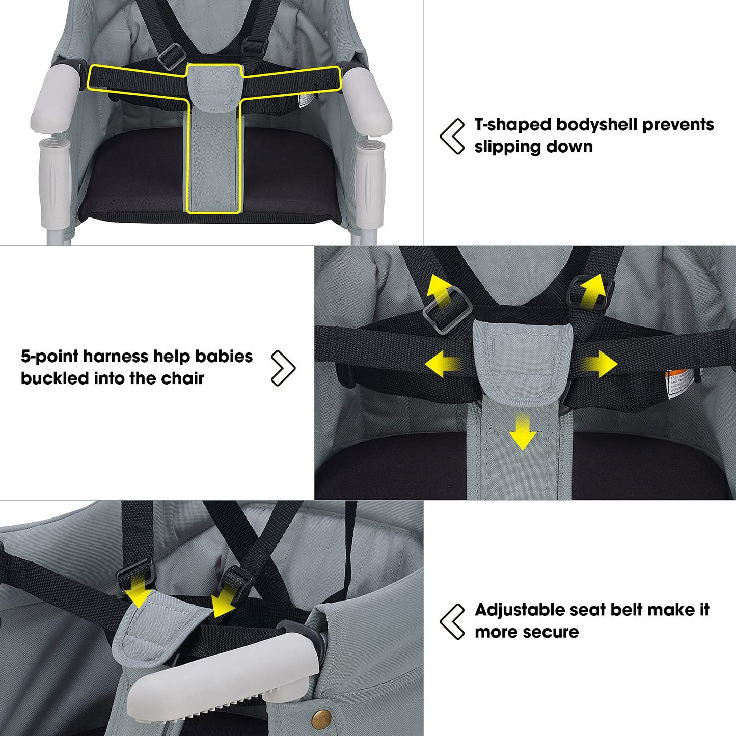 Hook On Chair, Veeyoo Clip On High Chair Folding Fast Table Chair With Storage Bag, Portable Baby Feeding Seat Attach To Table F