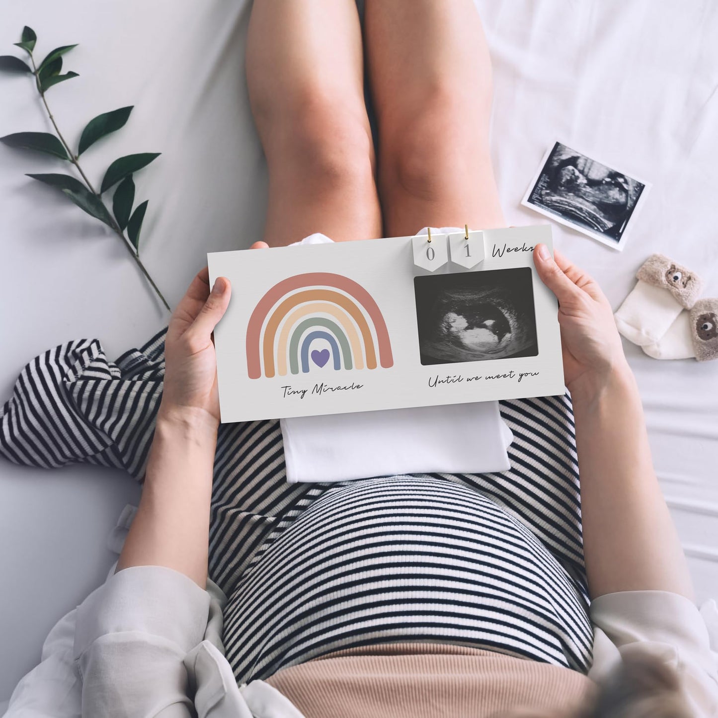 Rainbow Baby Sonogram Picture Frame Countdown Weeks, Pregnancy Announcement Ideas, 4'X3' Ultrasound Photo, Gender Reveal Baby-