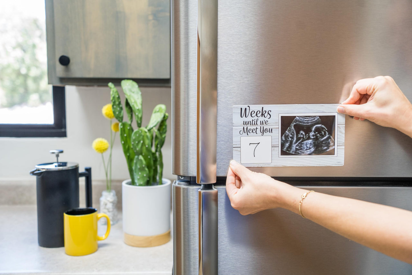 Brothers Bench Weeks Until We Meet You Magnetic Ultrasound Picture Frames, Rustic Sonogram Picture Frame, Farmhouse Nursery Deco