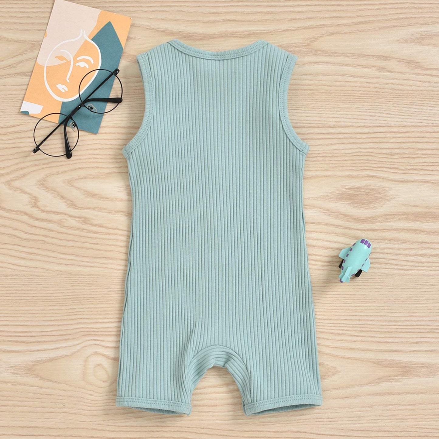 Iddolaka Newborn Summer Baby Boy Girl Sleveless Romper Bodysuit Jumpsuit Playsuit One Piece Outfit Clothes (A-Light Green, 0-6 M