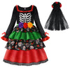 Relibeauty Kids Day Of The Dead Costume For Girls Sugar Skull Costume With Flower Headband 130