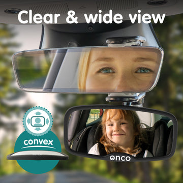 Onco Forward-Facing Baby Car Mirror - Clip On Car Mirror For Baby, 100% Shatterproof & Shake-Proof Baby Mirror For Car Journeys,