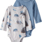 little planet by carters Baby 2-pack Long Sleeve Bodysuits made with Organic Cotton, Blue Forest, 3M
