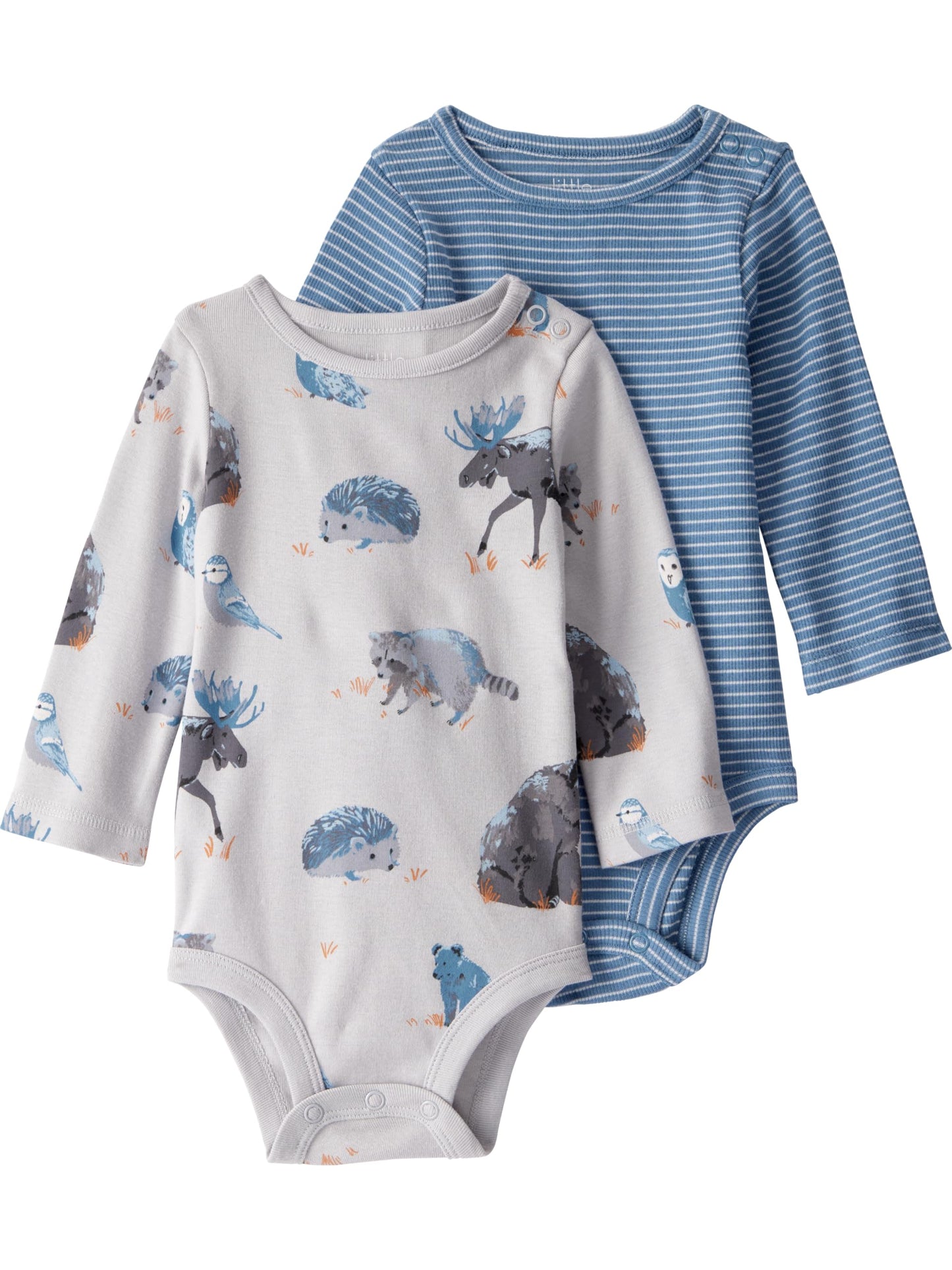 little planet by carters Baby 2-pack Long Sleeve Bodysuits made with Organic Cotton, Blue Forest, 3M