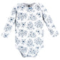 Hudson Baby Unisex Baby Cotton Long-Sleeve Bodysuits Blue Toile 3-Pack, 6-9 Months