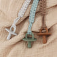 Kapihouse Pacifier Clip For Boy 9.2 Inch Pacifier Leashes Woodern Clips Teething Toy With Handmade Braided Cotton Modern Unisex