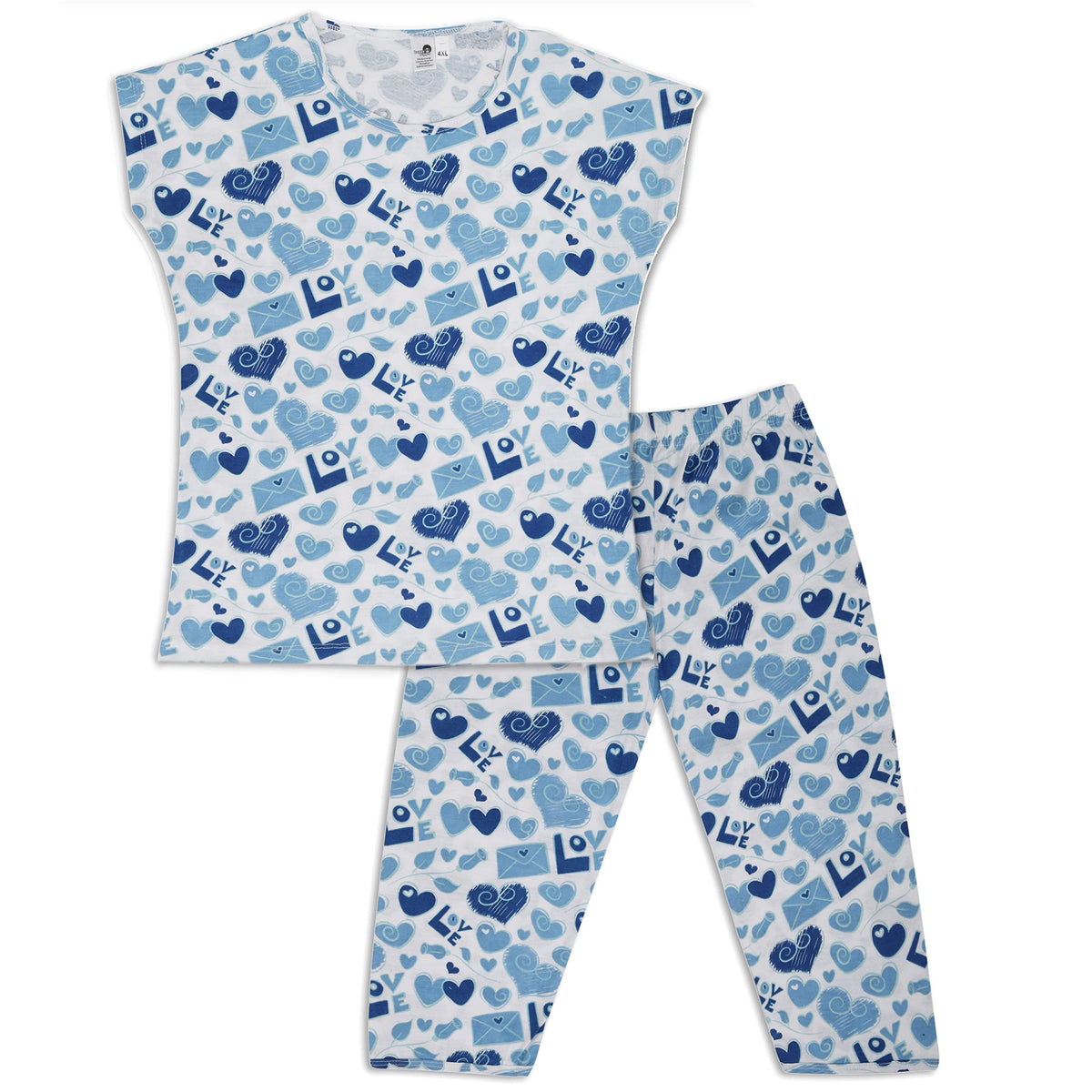 Happy Hippie Super Comfortable Girls TShirt Girls Regular Fit 3/4th Capri Pant Set for Girls/Night Suit for Girls/Nightwear/S