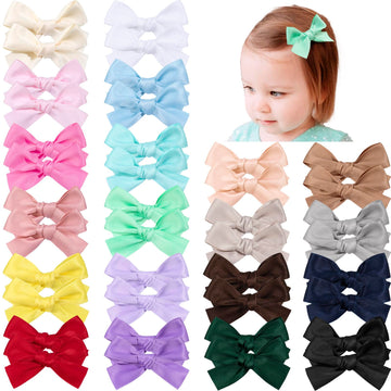 Oaoleer Baby Hair Clips, 40Pcs Satin Hair Bows For Girls Toddler Babies Kids Baby, Non Slip Tiny Hair Accessories For Infants To
