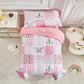 Joyreap 4 Piece Toddler Bedding Set For Girls- Pink Butterflies N Flowers Patchwork Toddler Comforter Set, Includes Quilted Comf